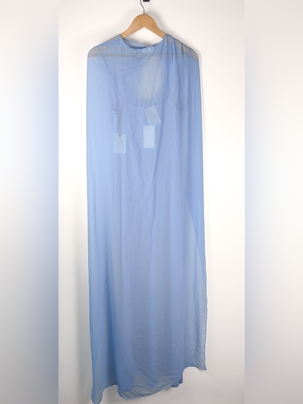 ✨SOLD Lovers + Friends Revolve Clarissa Light Blue Cape Shawl Wedding Guest Gown - Picture 10 of 13